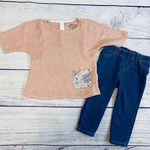 Pink blush sweater and jeggings